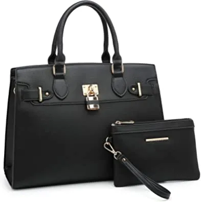 Women's Satchel Tote Shoulder Work Handbag w/Matching Wallet  (16 colors)