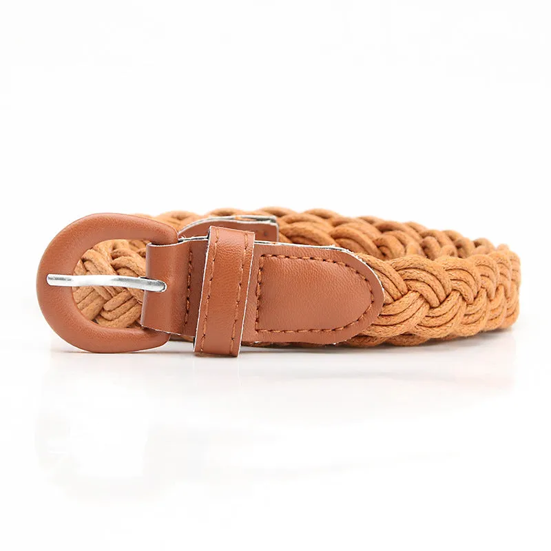 Woven Belt Pu Iron Button Fashionable All-Match Shirt Dress Decoration Belt