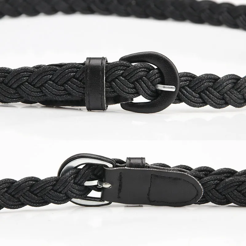 Woven Belt Pu Iron Button Fashionable All-Match Shirt Dress Decoration Belt