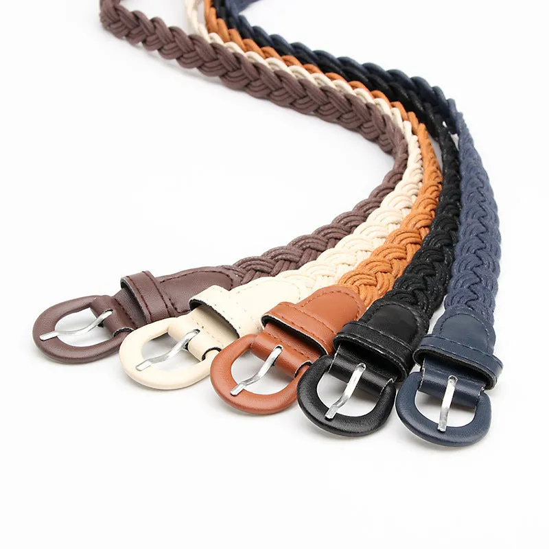 Woven Belt Pu Iron Button Fashionable All-Match Shirt Dress Decoration Belt