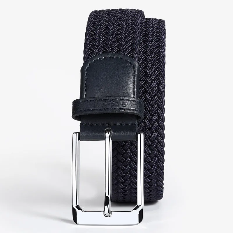 Woven Belt Punch-Free Pin Buckle Jeans Strap Elastic Canvas Belt