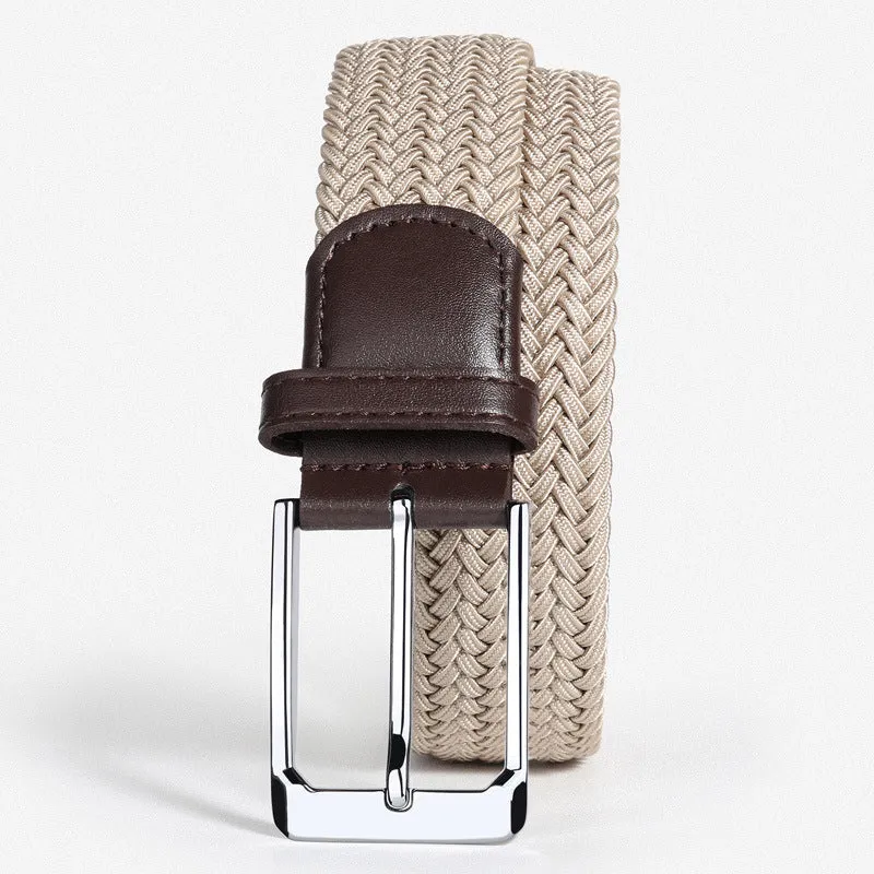 Woven Belt Punch-Free Pin Buckle Jeans Strap Elastic Canvas Belt