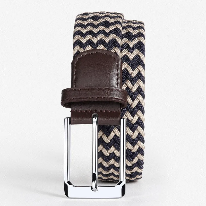 Woven Belt Punch-Free Pin Buckle Jeans Strap Elastic Canvas Belt