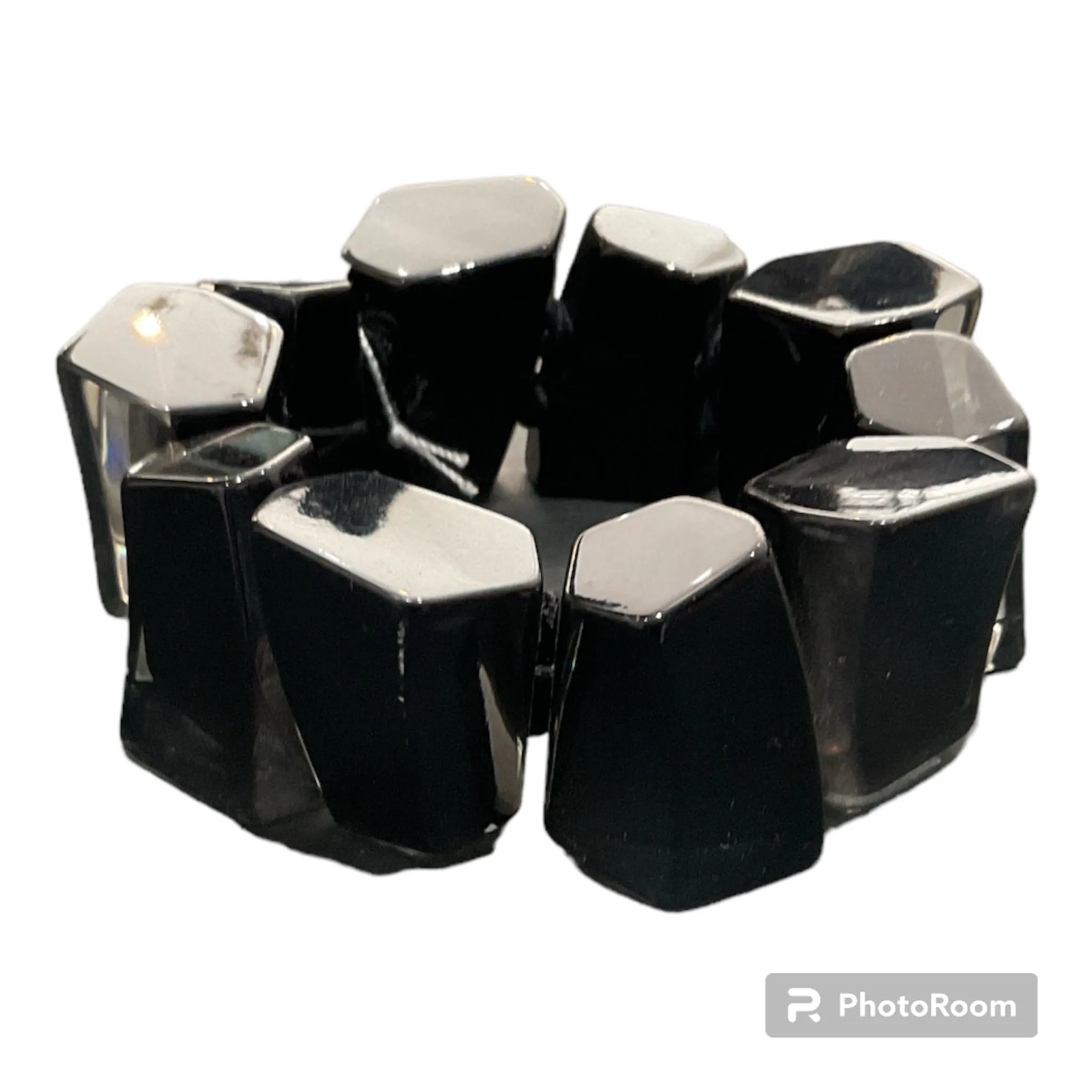 Zsiska Black And Clear Chunky Geometric Bracelet