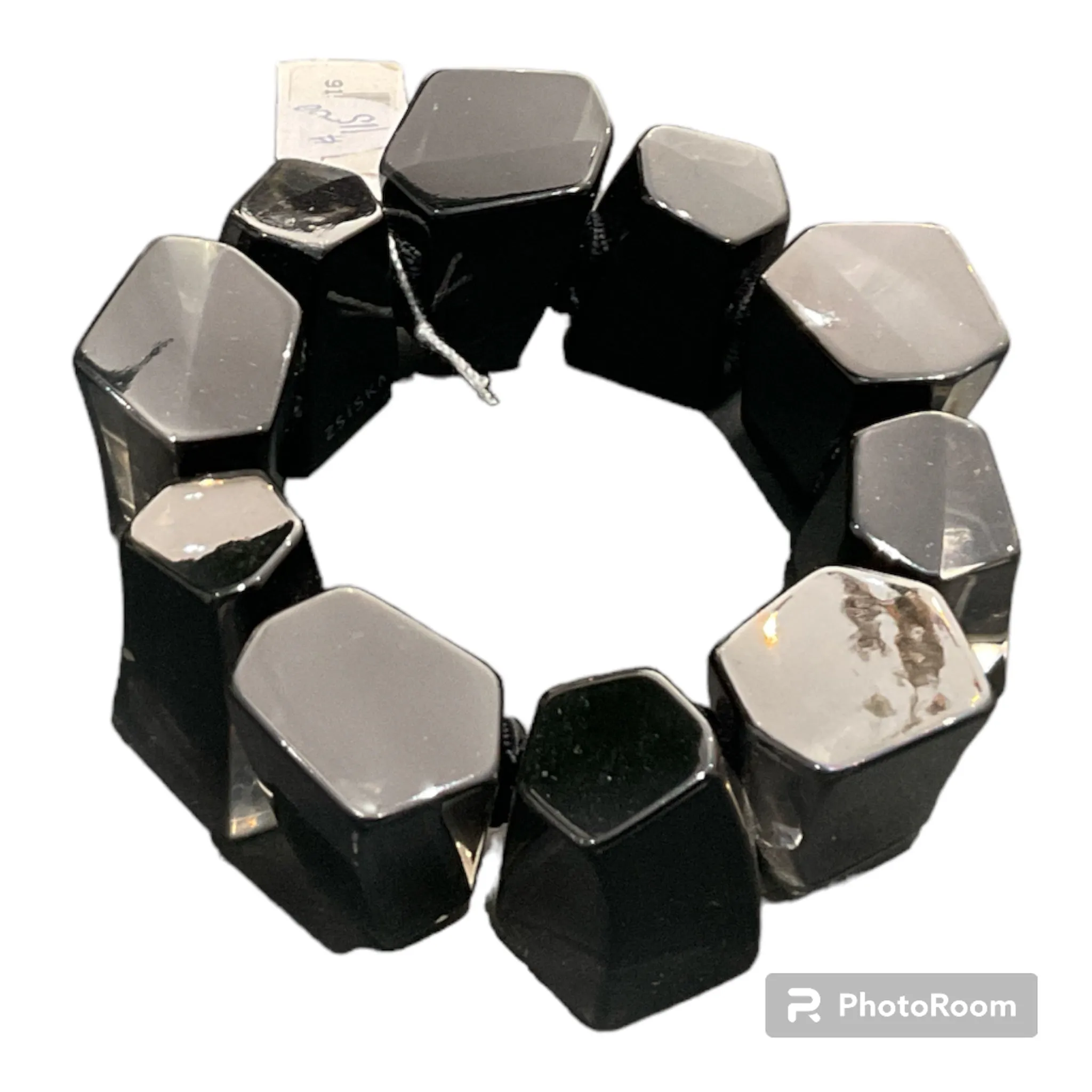 Zsiska Black And Clear Chunky Geometric Bracelet